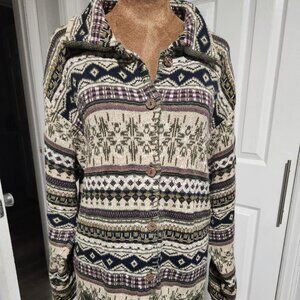 Vintage Women's Woolrich Original Outdoor Fair Isle Wool Cardigan Sweater Sz Lg